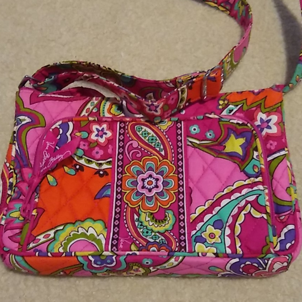 Pink and orange floral handbag